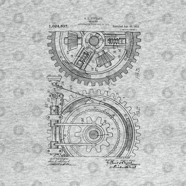 Steampunk Art Gearing Patent Blueprint by MadebyDesign